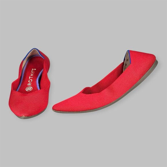 Rothy’s Shoes - Rothy’s The Point Flats Red And Blue Knit Women’s Size 9.5 Washable Comfort